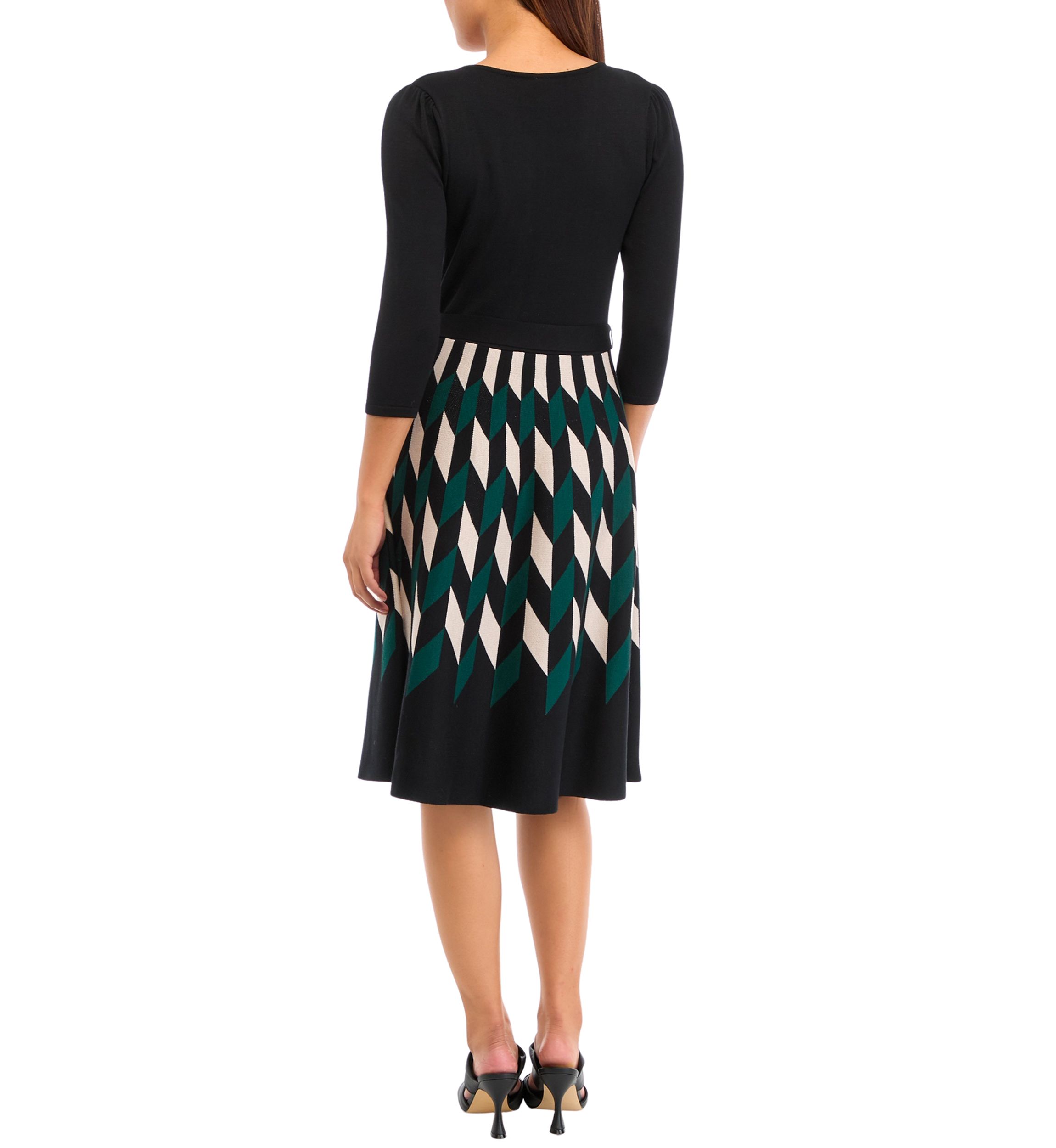 Womens 3/4 Sleeve Printed Skirt Dress