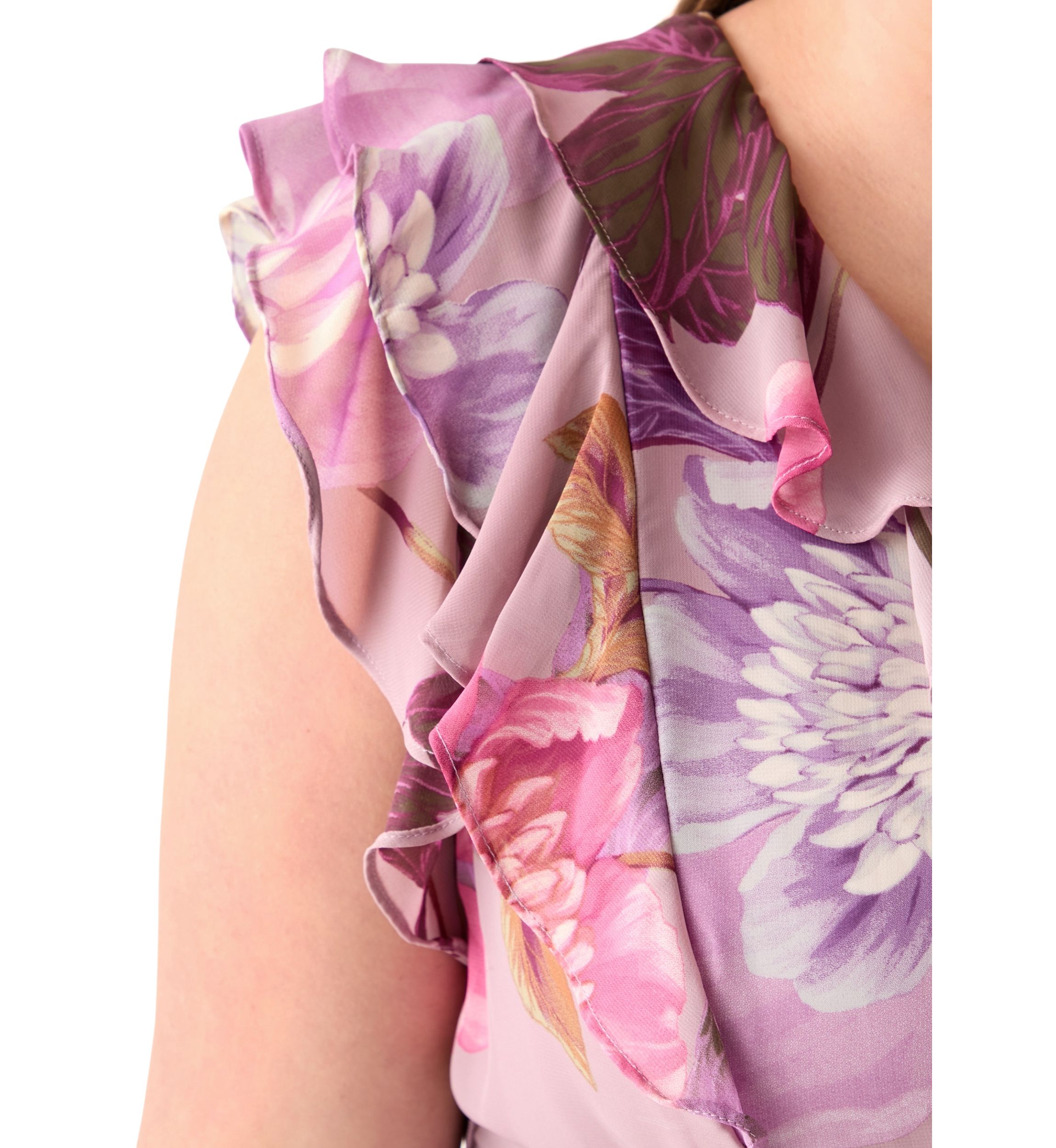 Plus Size Short Sleeve V-Neck Floral Print Chiffon Maxi Dress
