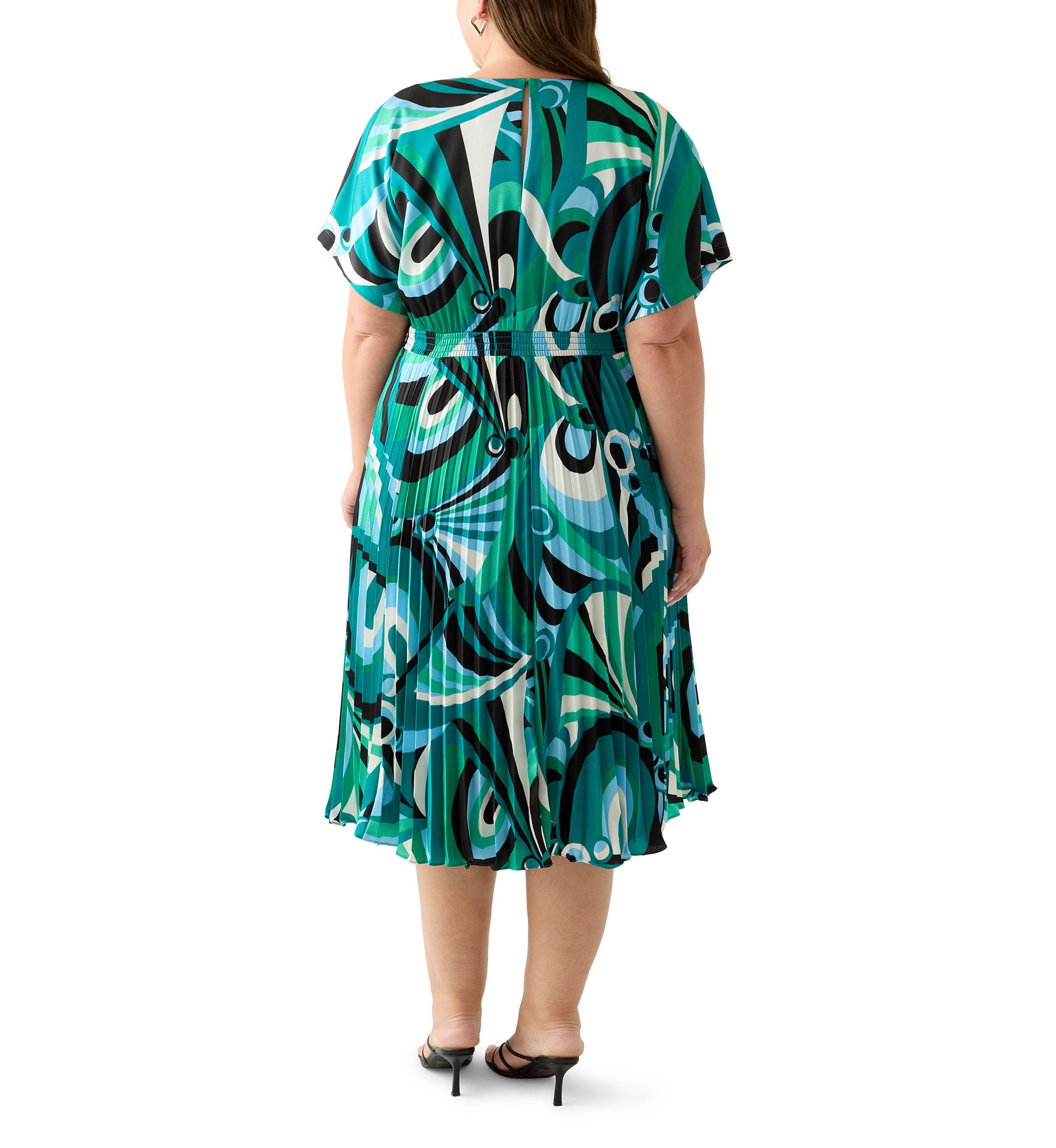 Plus Size V-Neck Abstract Fit and Flare Dress