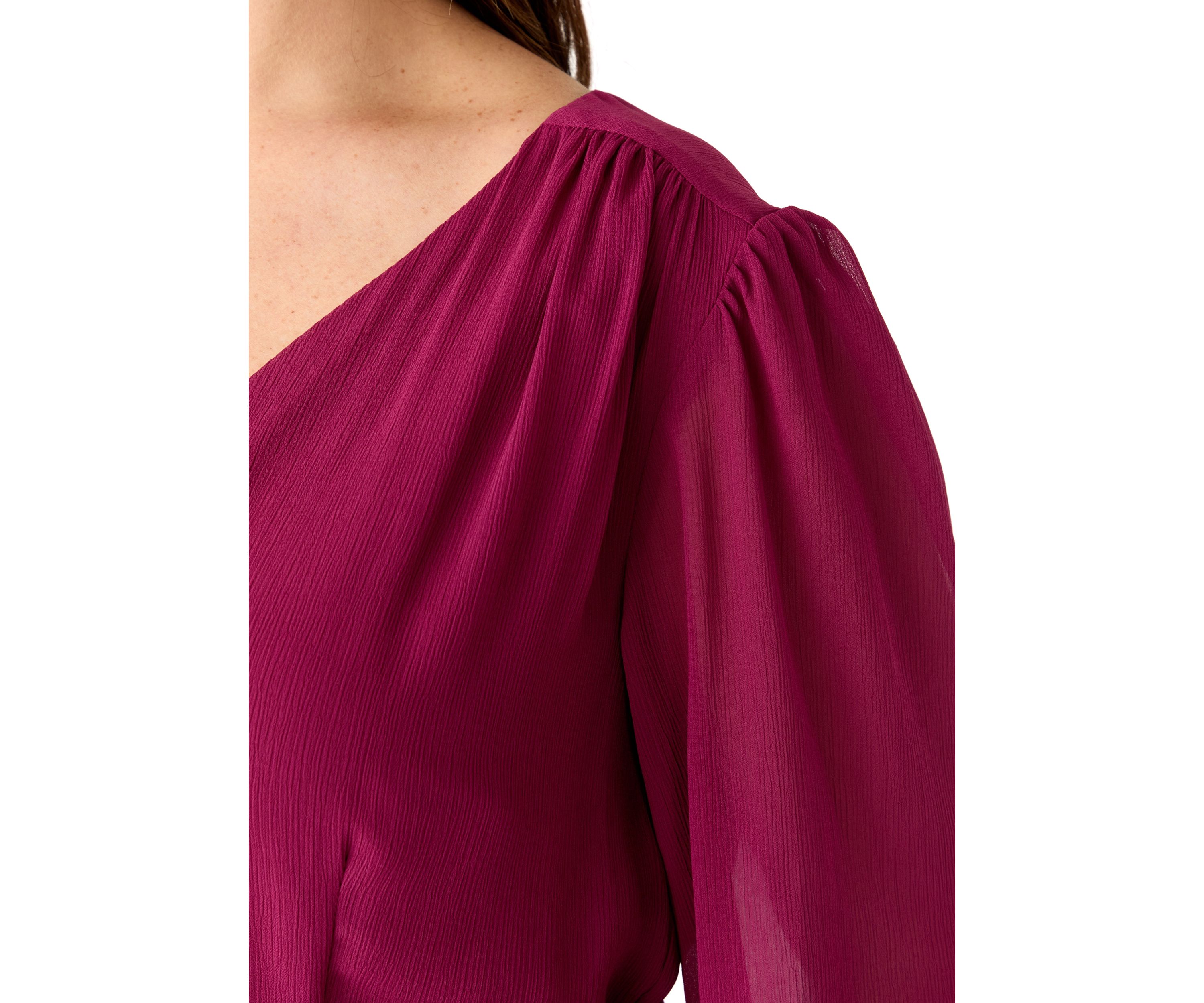  Plus Size 3/4 Blouson Sleeve Chiffon Maxi Dress