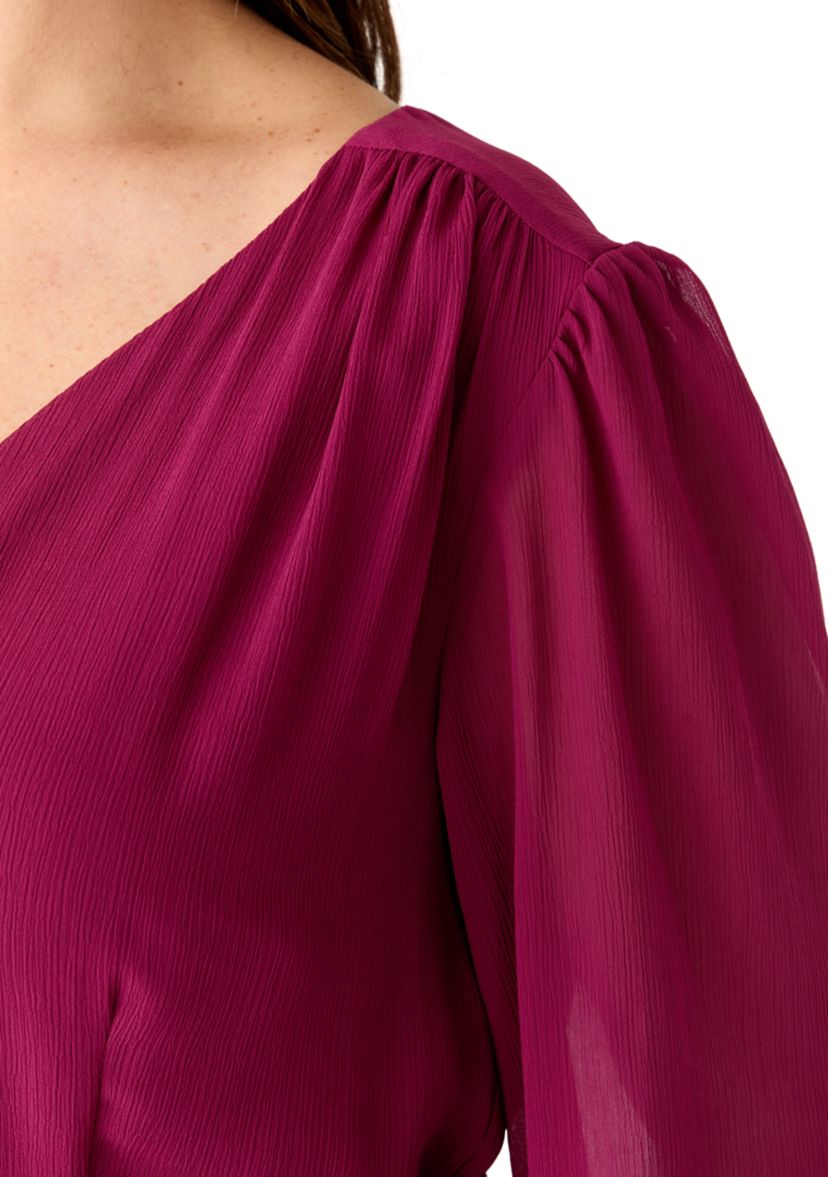  Plus Size 3/4 Blouson Sleeve Chiffon Maxi Dress