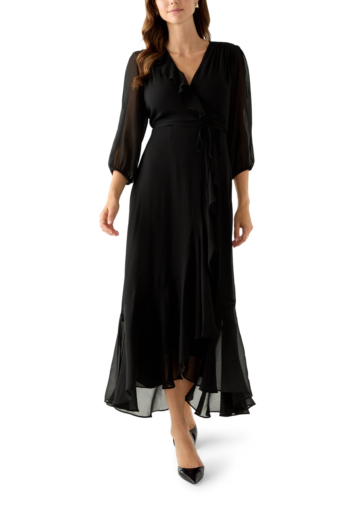 Womens V-Neck Chiffon Maxi Dress