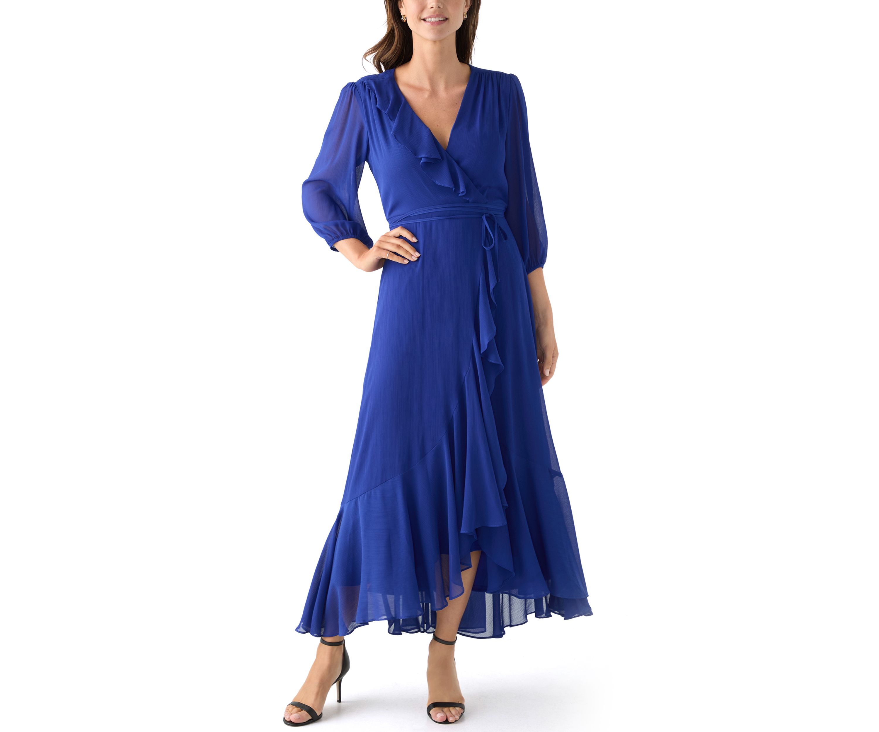 Womens V-Neck Chiffon Maxi Dress