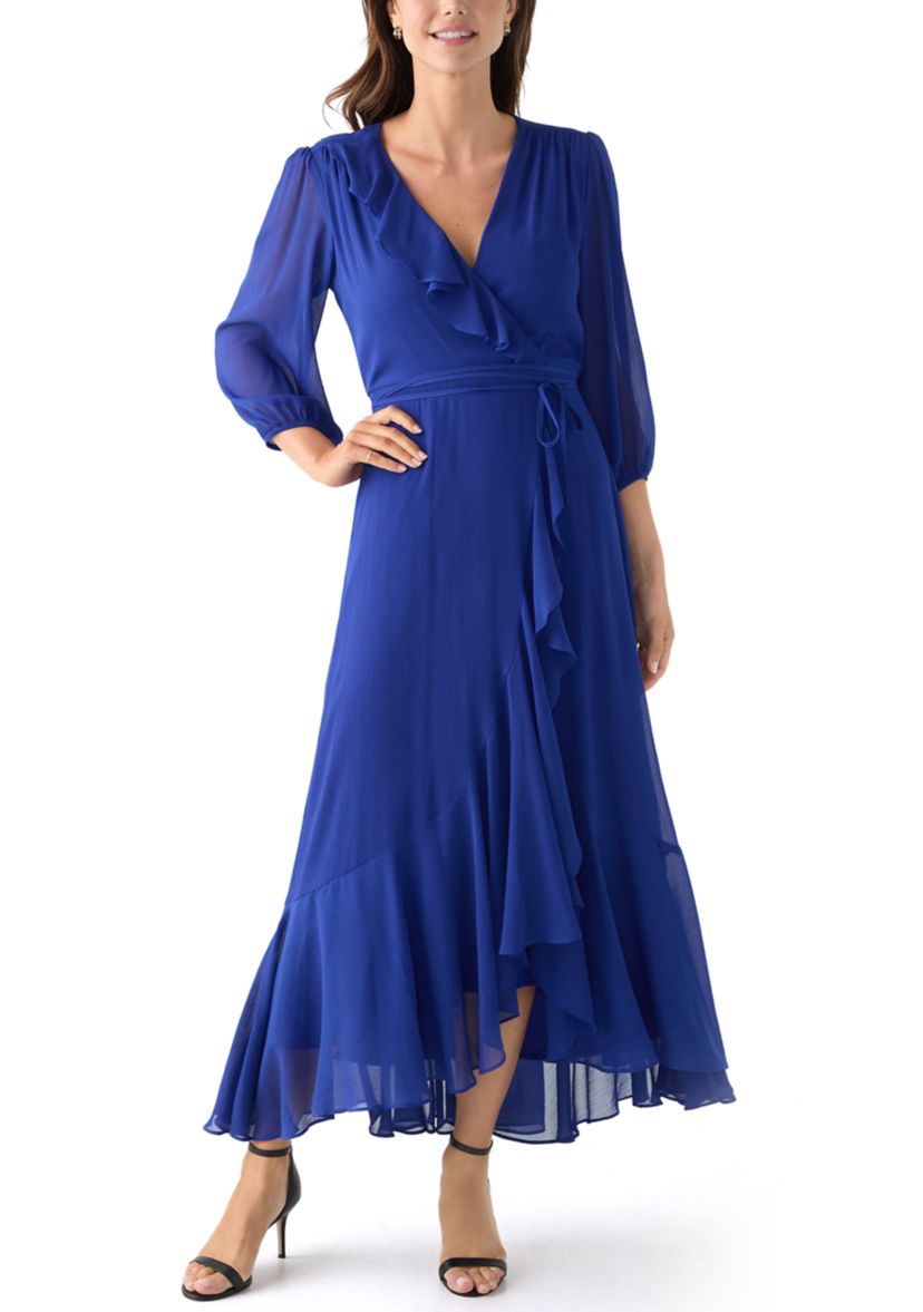 Womens V-Neck Chiffon Maxi Dress