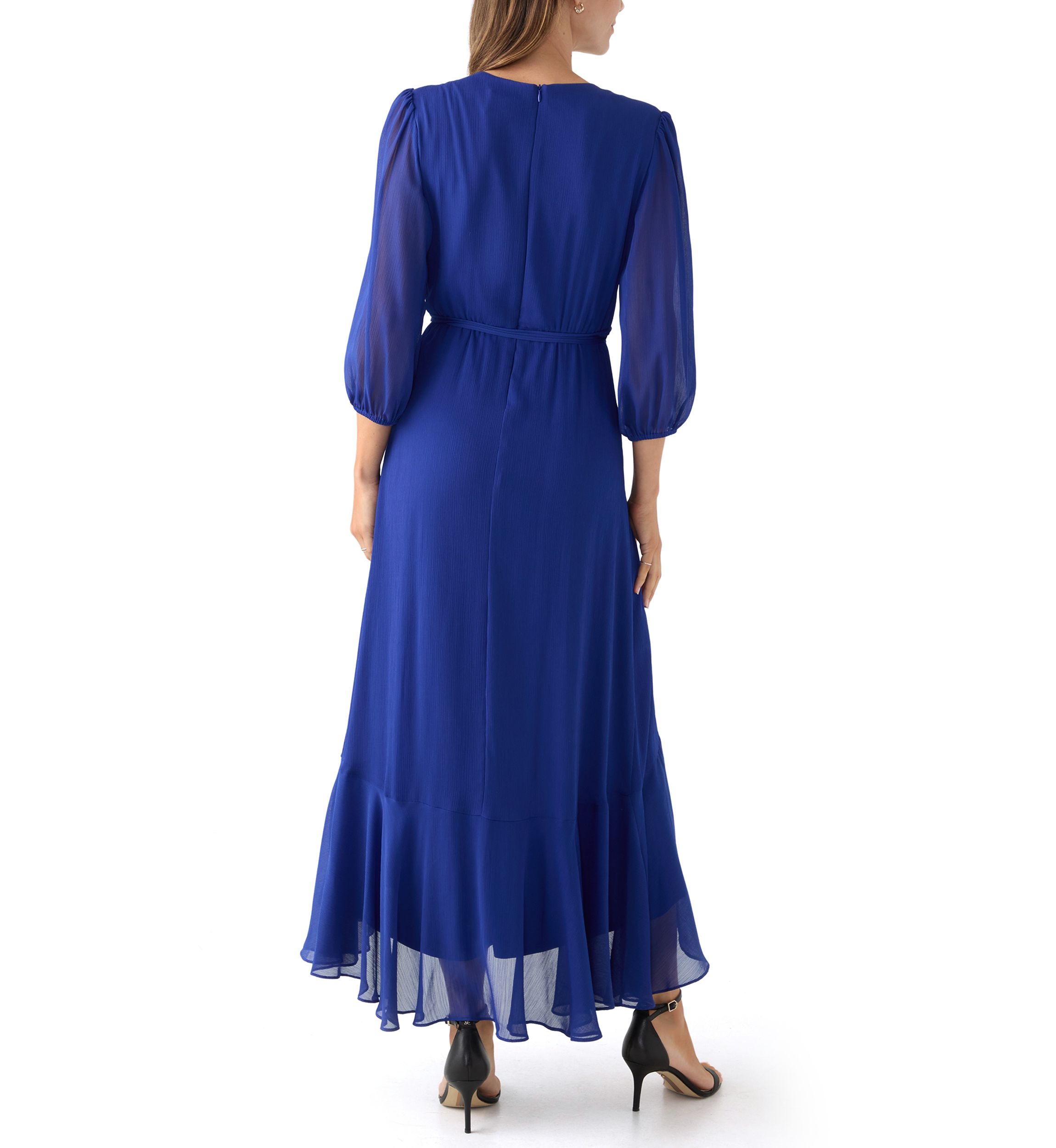 Womens V-Neck Chiffon Maxi Dress
