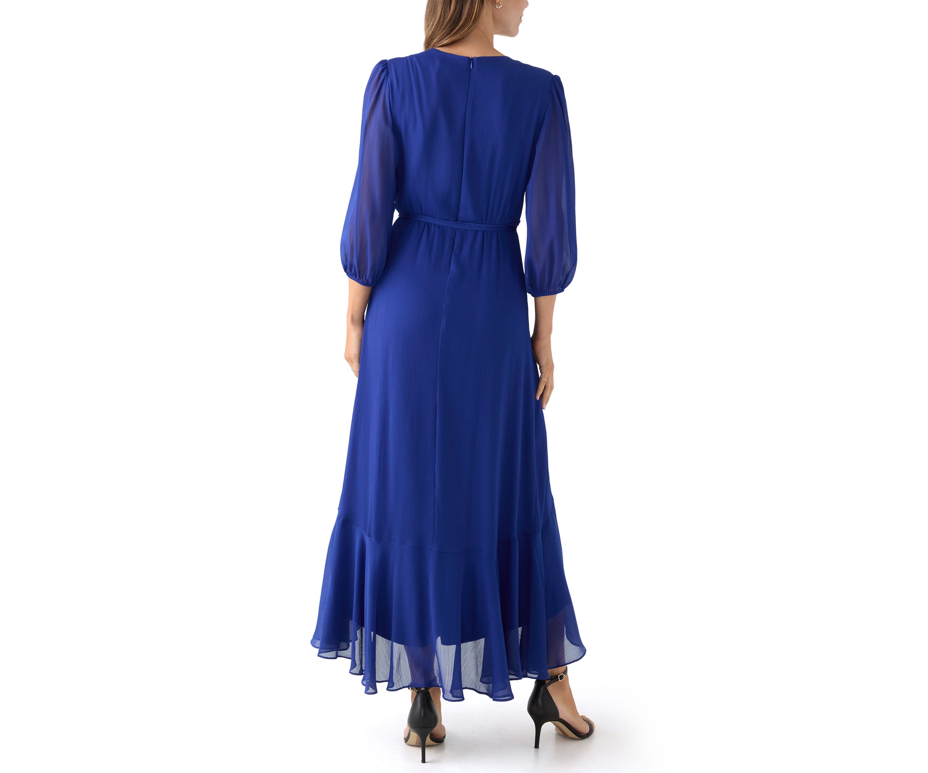 Womens V-Neck Chiffon Maxi Dress