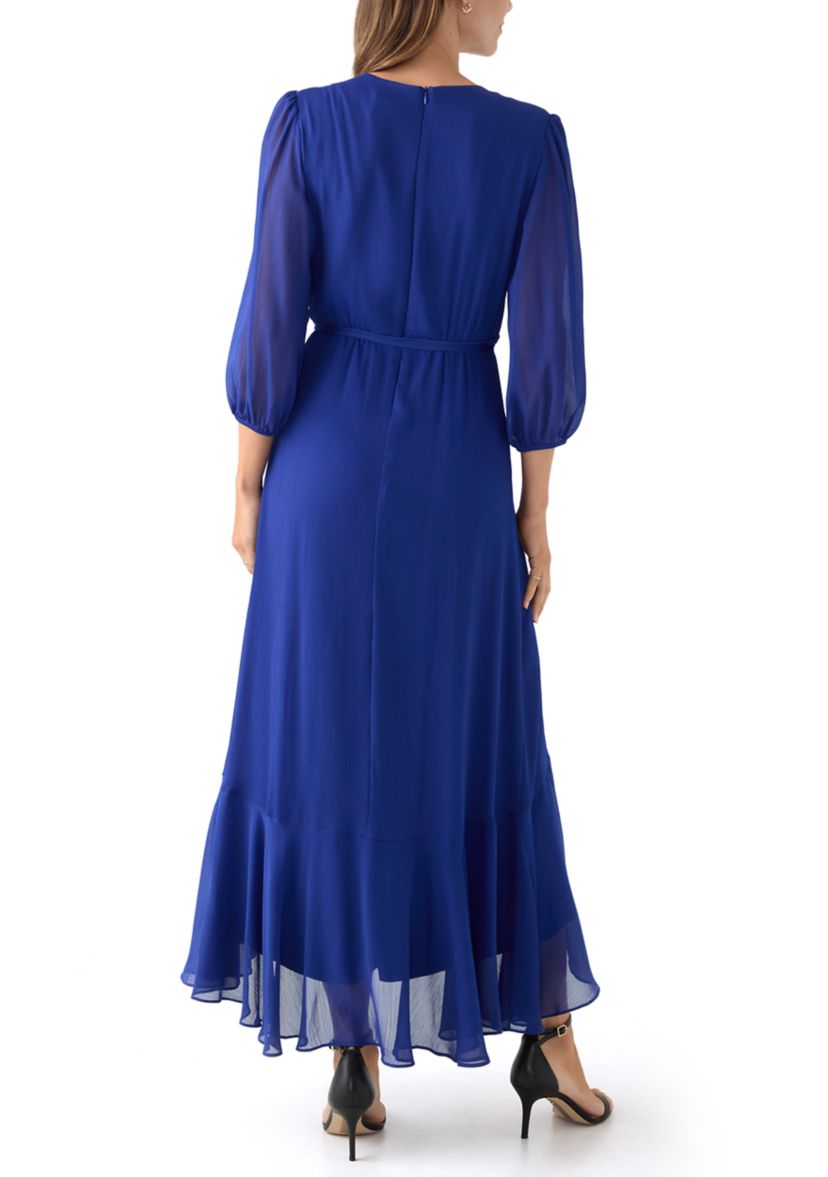 Womens V-Neck Chiffon Maxi Dress