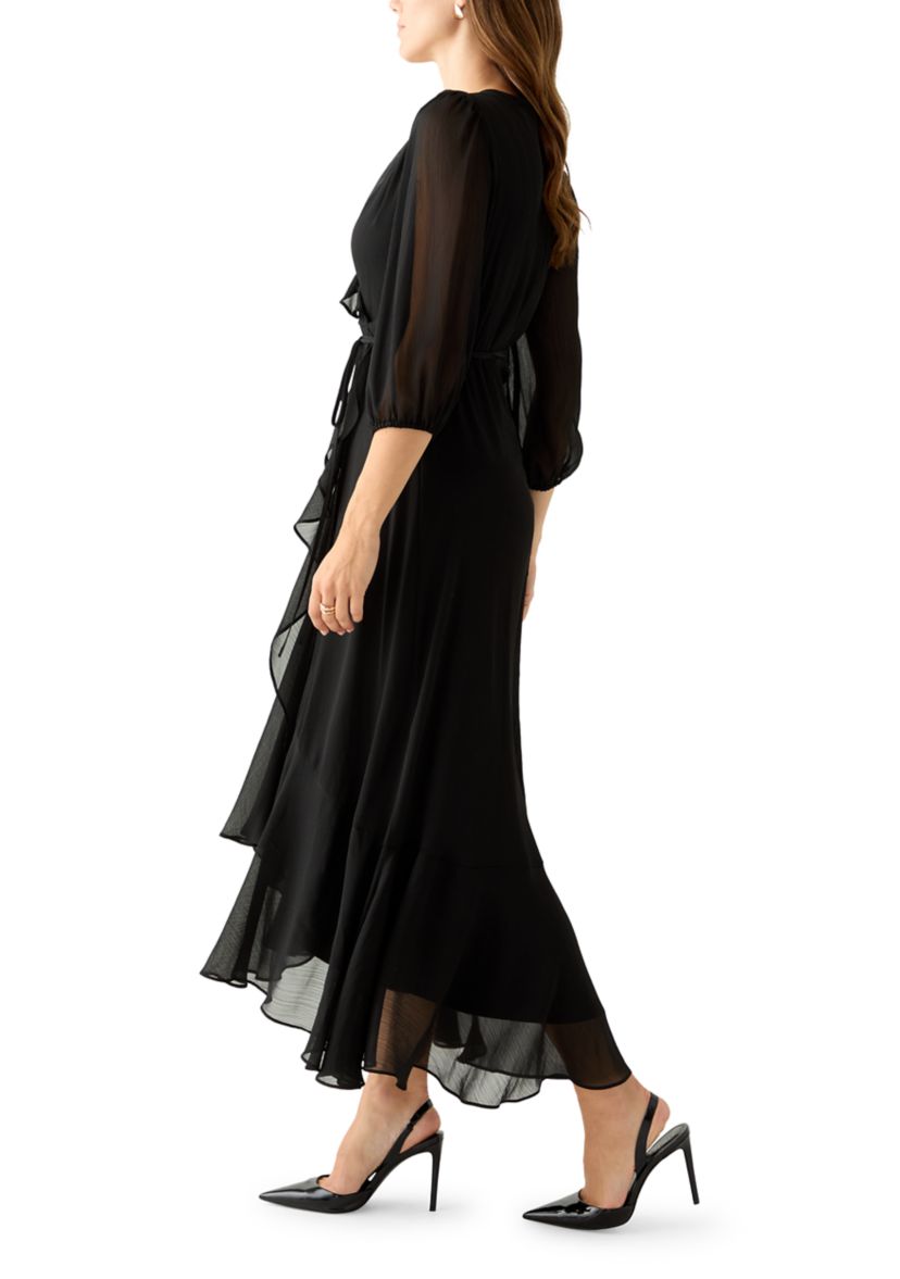 Womens V-Neck Chiffon Maxi Dress
