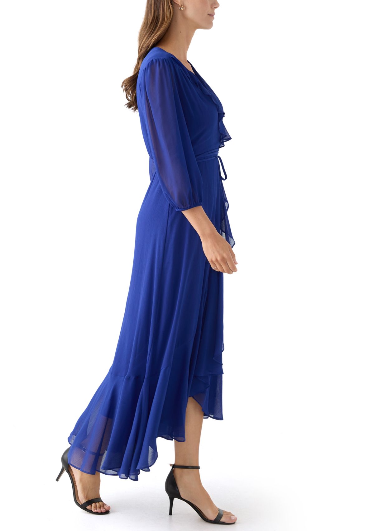 Womens V-Neck Chiffon Maxi Dress