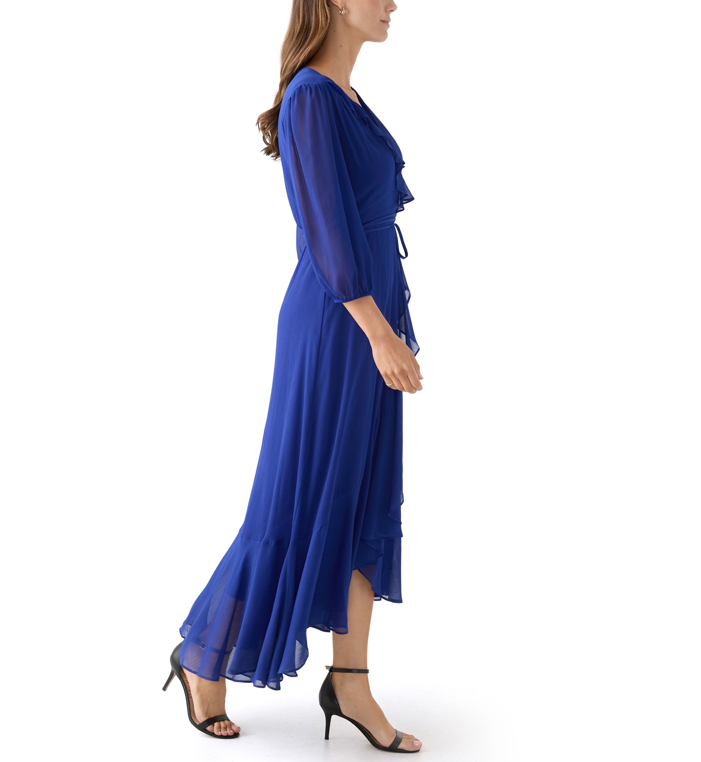 Womens V-Neck Chiffon Maxi Dress