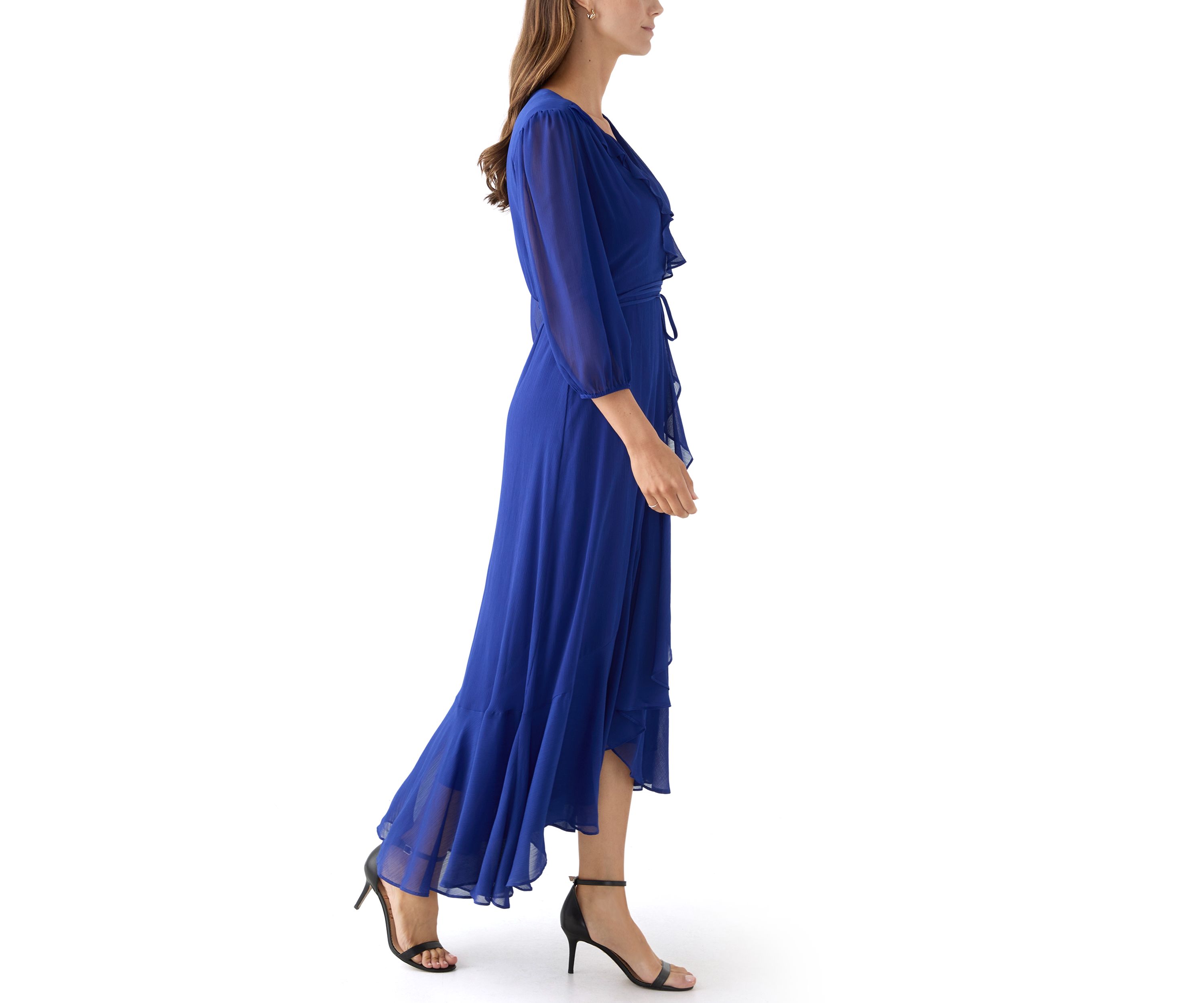 Womens V-Neck Chiffon Maxi Dress