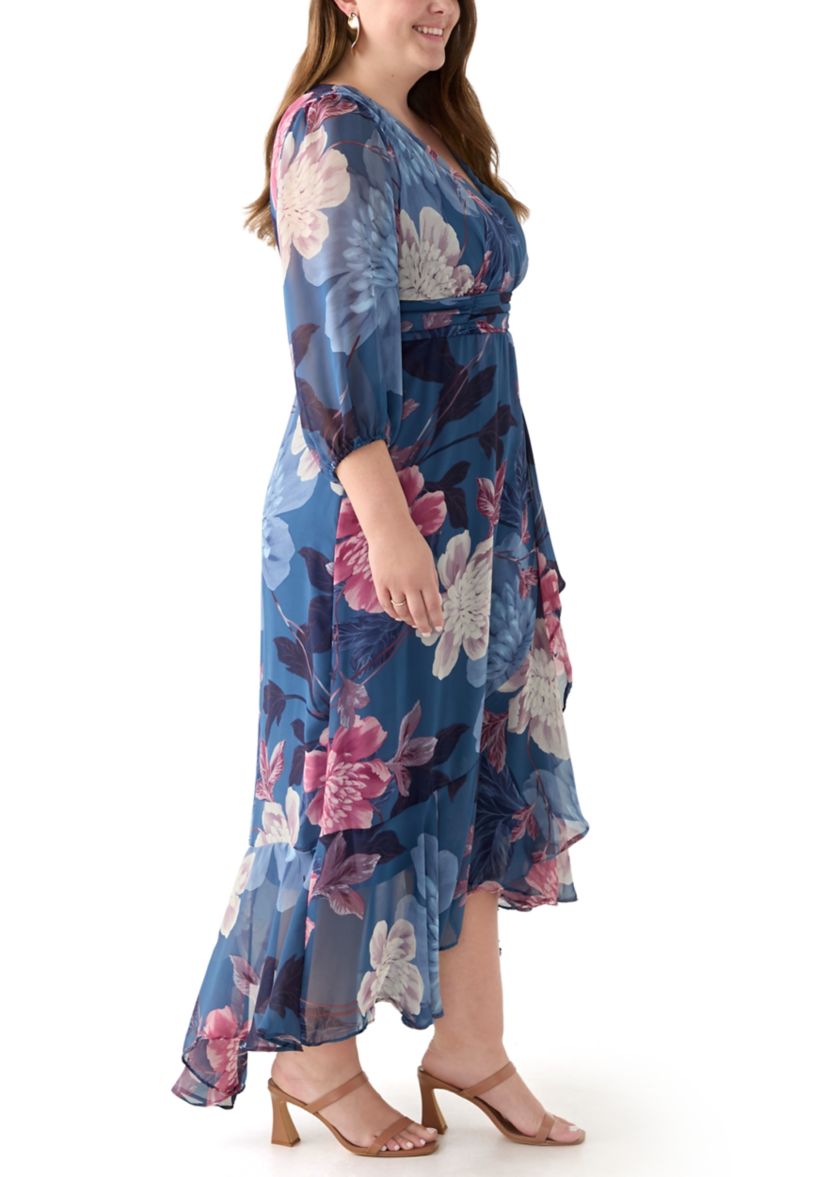 chinese dress ladies 3/4 Sleeve VNeck Maxi Navy by Lulu B – Tassels main image 1