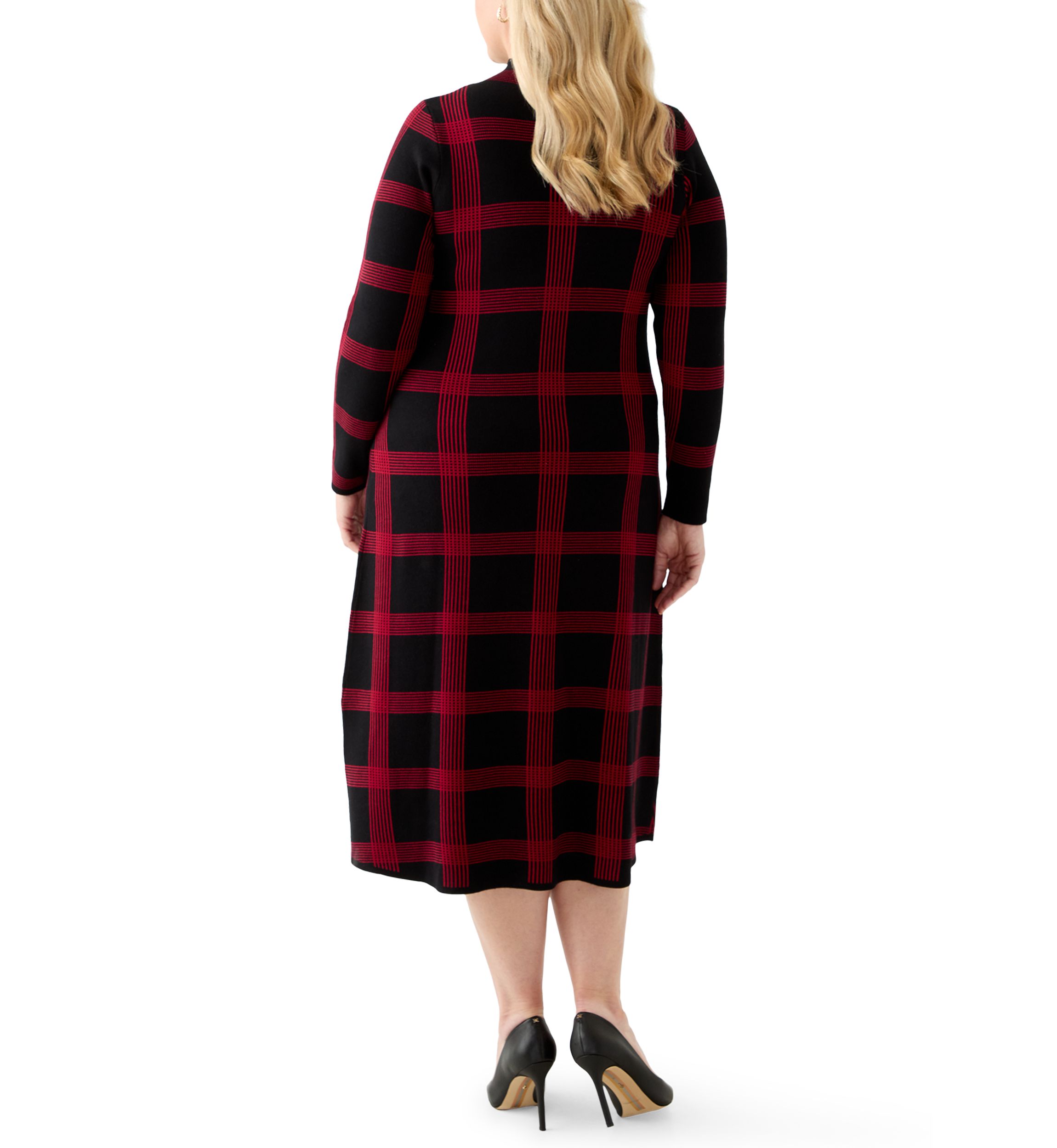 Plus Size Long Sleeve Mock Neck A-Line Sweater Dress