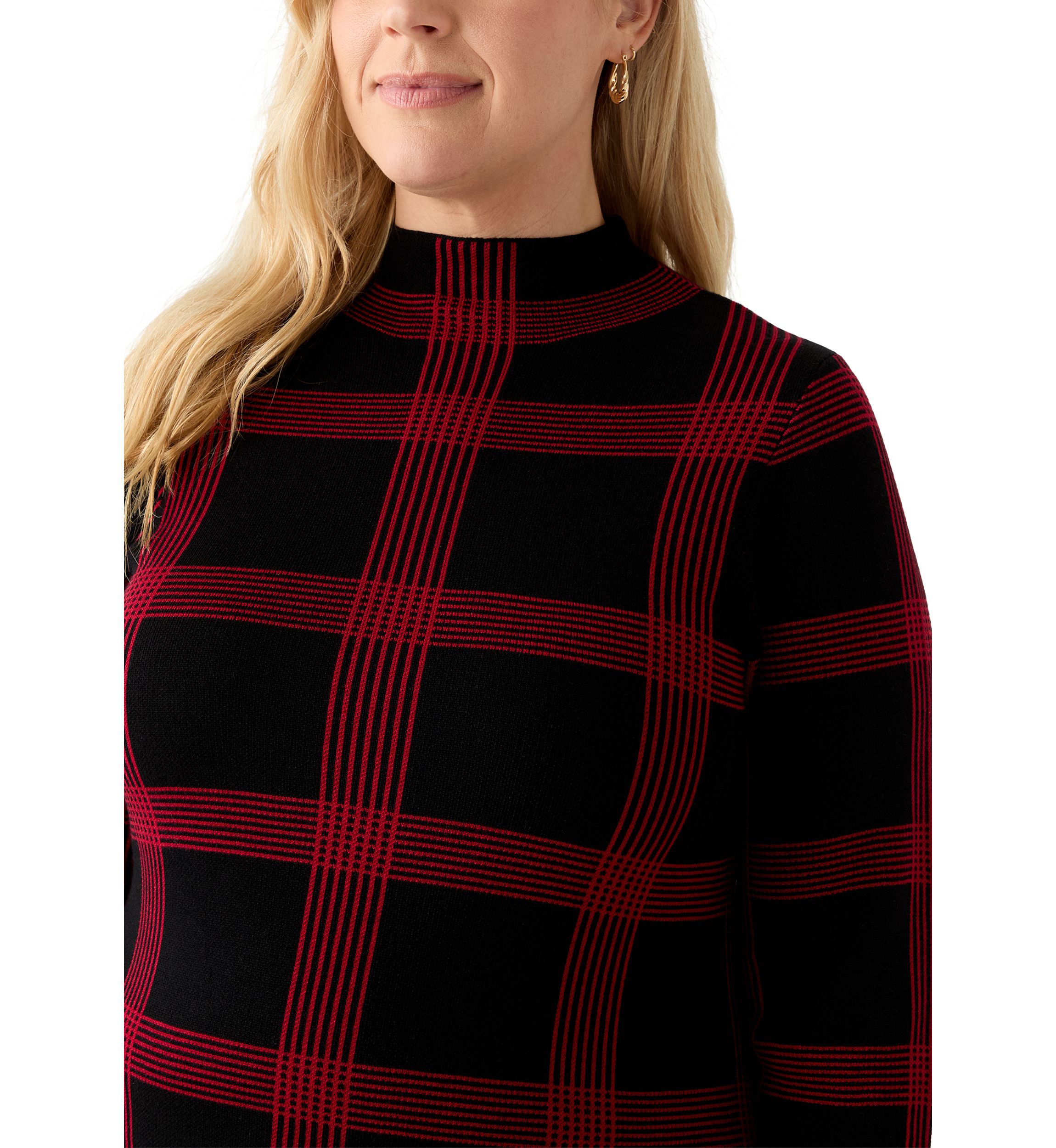 Plus Size Long Sleeve Mock Neck A-Line Sweater Dress