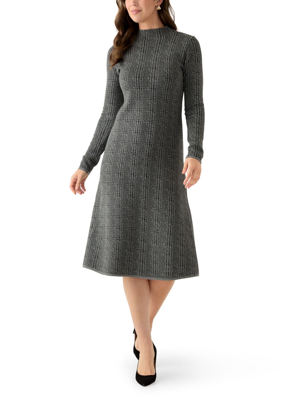 Womens Long Sleeve Mock Neck Sweater Dress