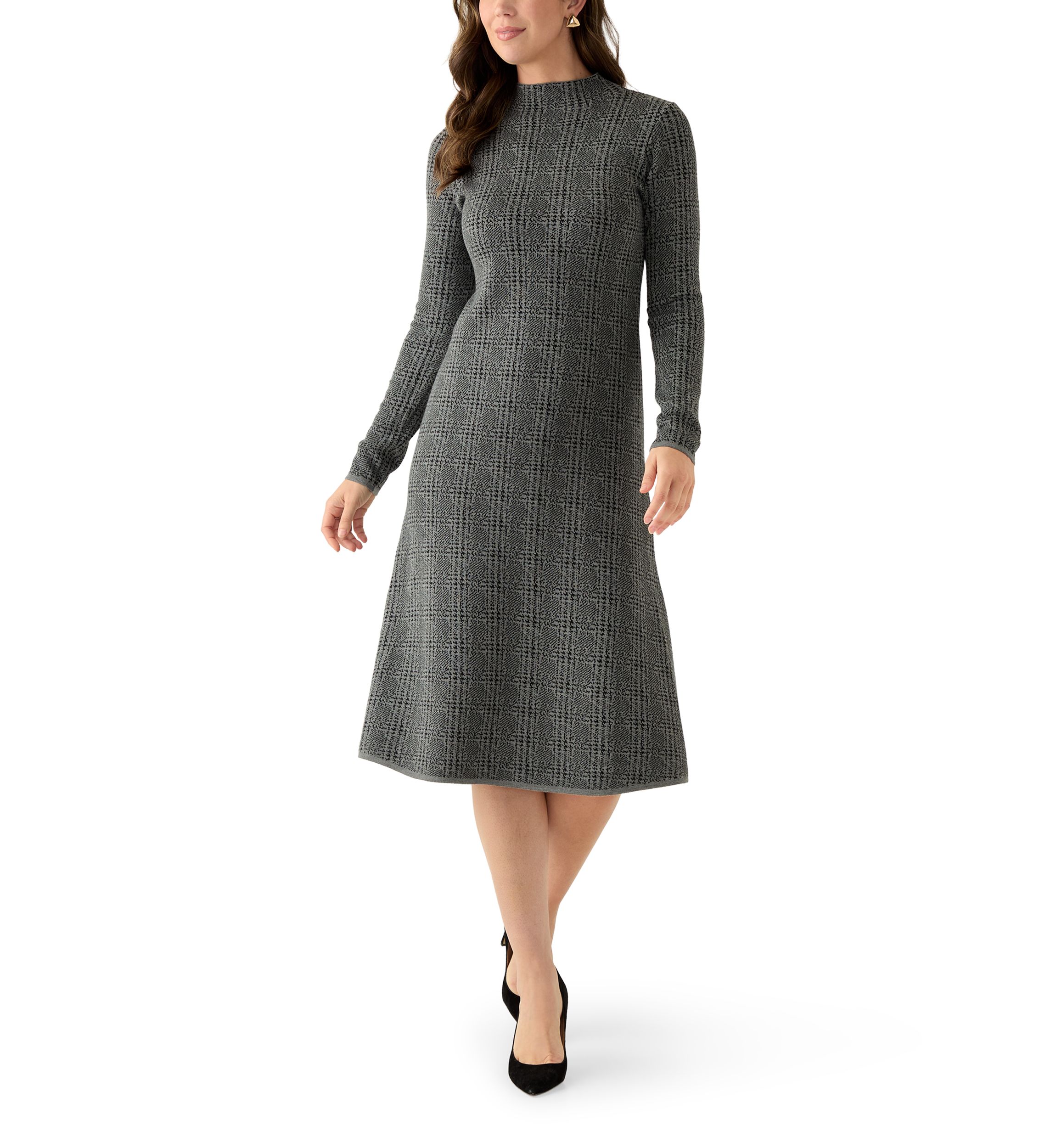 Womens Long Sleeve Mock Neck Sweater Dress