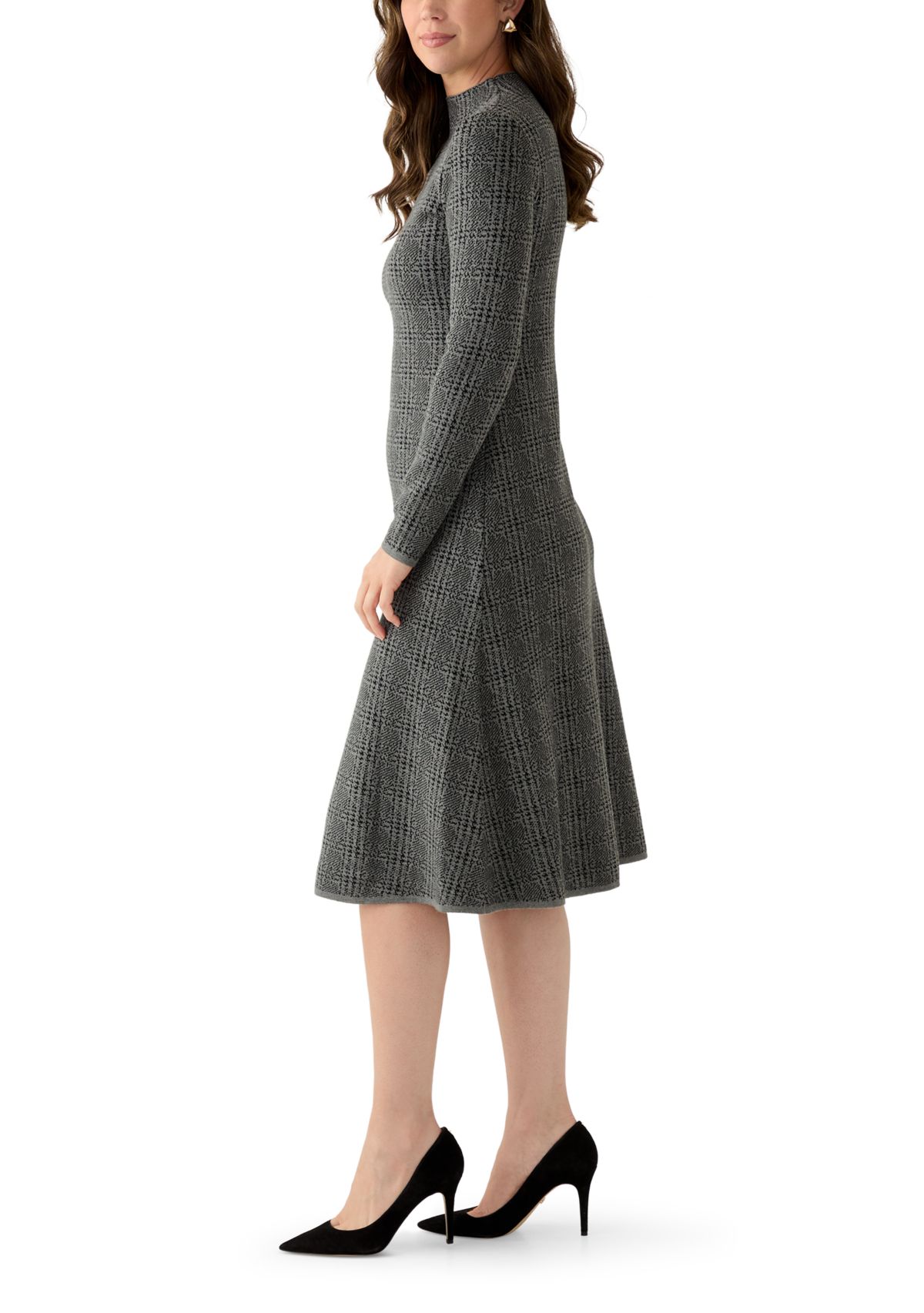 Womens Long Sleeve Mock Neck Sweater Dress