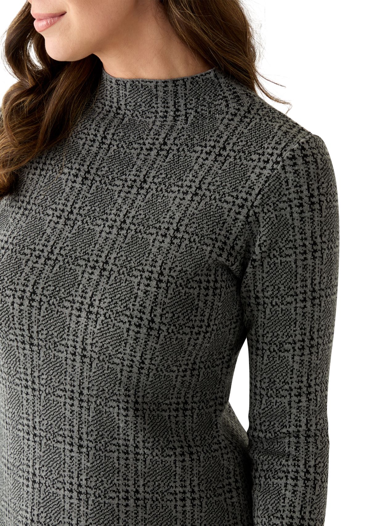 Womens Long Sleeve Mock Neck Sweater Dress