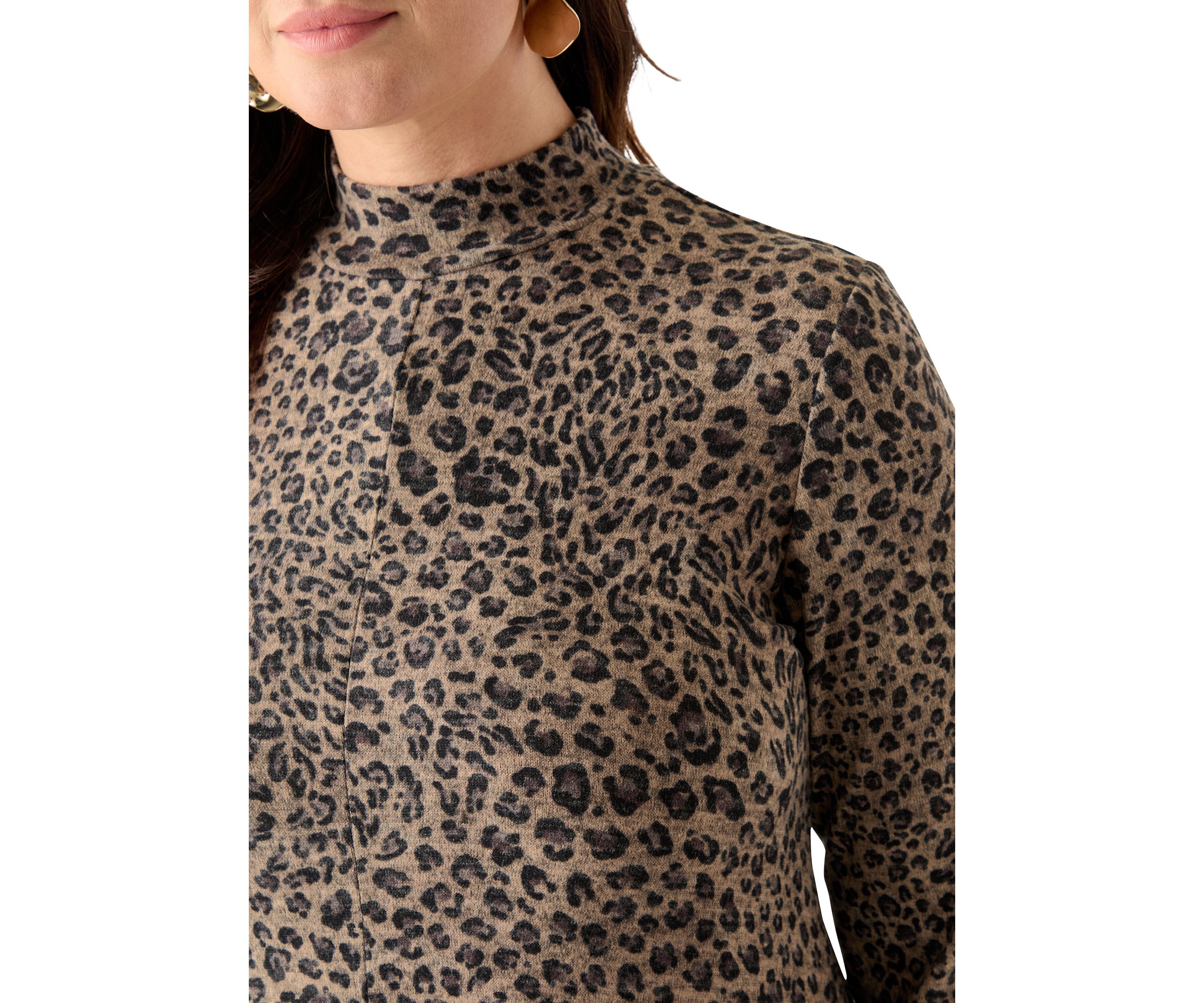 Plus Size A-Line Animal Print Sweater Dress