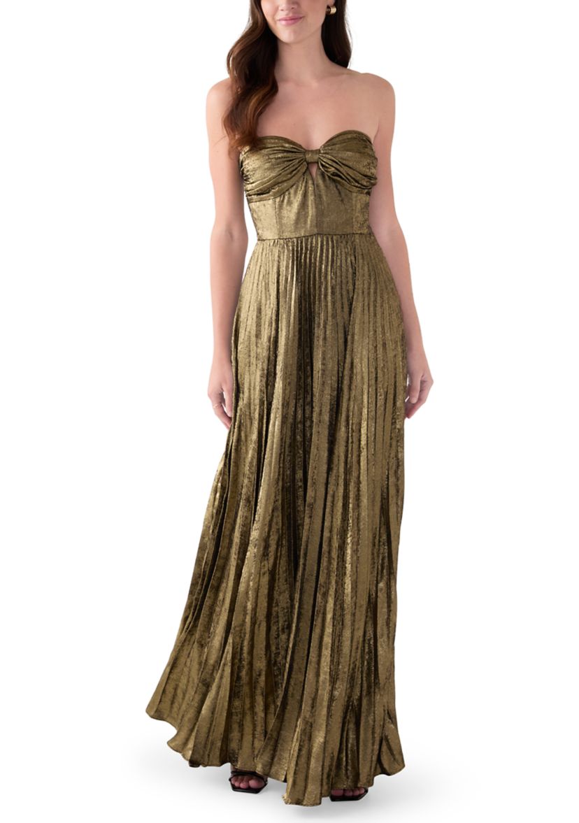 Womens Strapless Satin Gown