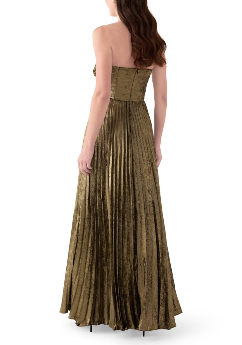 Womens Strapless Satin Gown