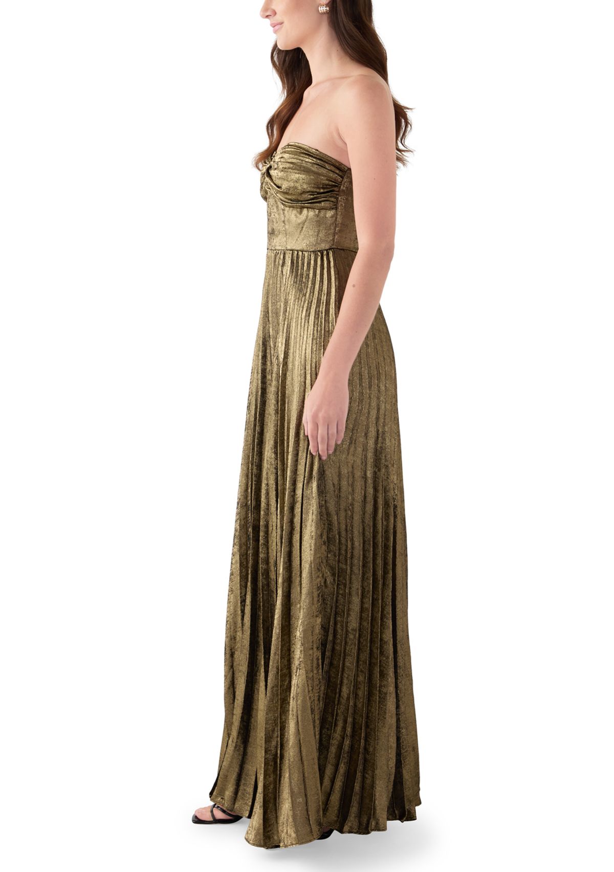 Womens Strapless Satin Gown