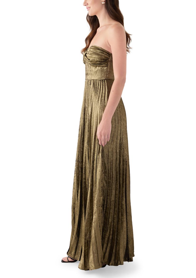 Womens Strapless Satin Gown