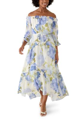 Maison Tara Women's Off The Shoulder Chiffon Midi Dress | Belk