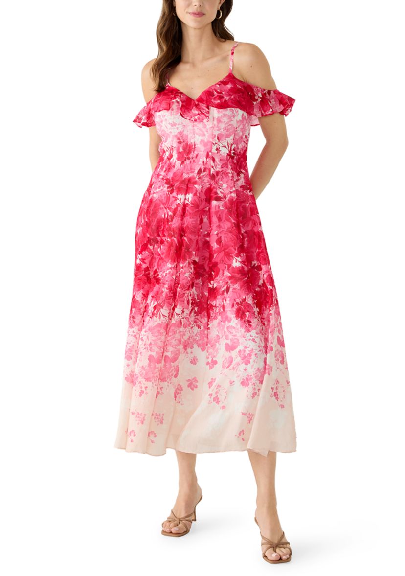 tara off the shoulder midi dress Maison Tara Crinkle Voile Sleeveless Midi Dress