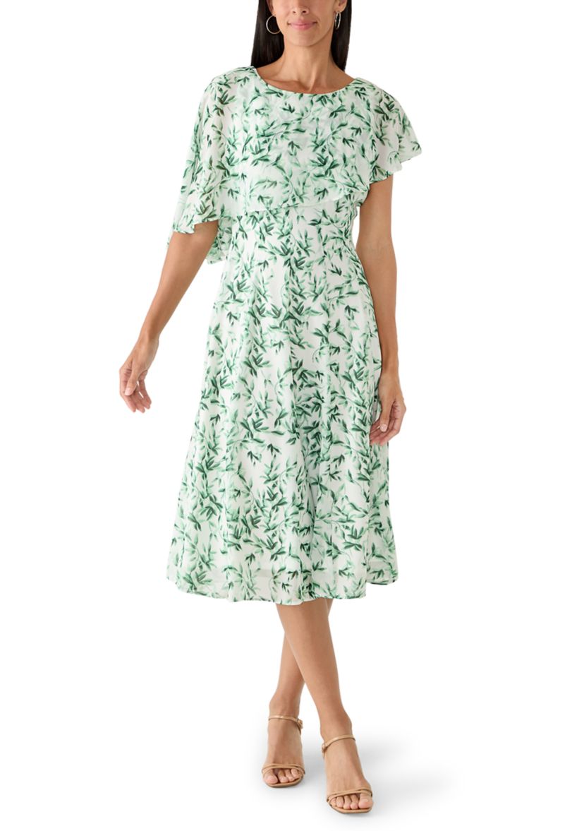 maison tara green dress Maison Tara Printed Stone Sleeveless Midi Dress in Green
