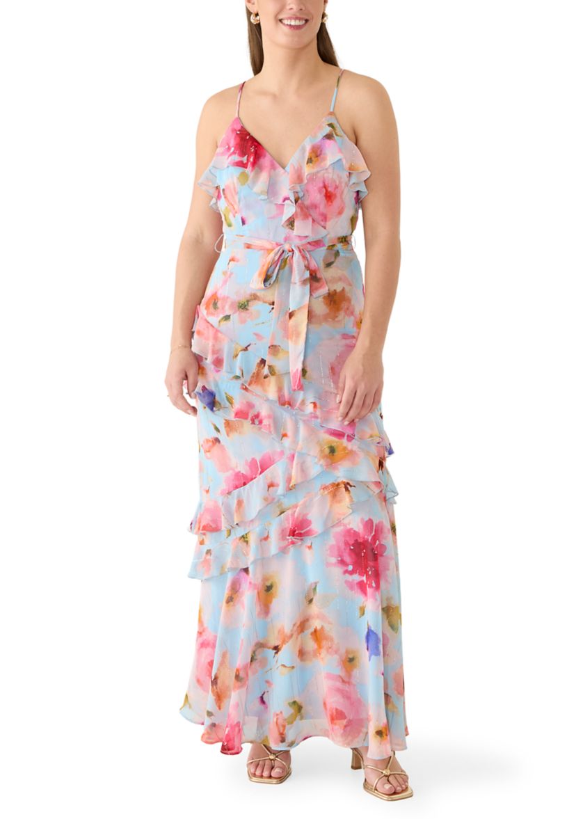 maison tara pink dress Maison Tara Women's Sleeveless Ruffle Dress, Pink, 16