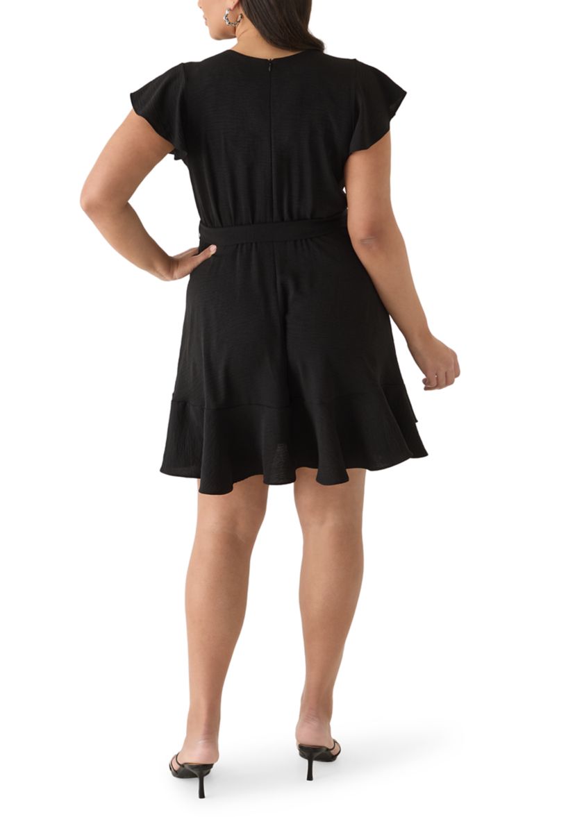 Maison Tara Plus Size Ruffle Solid Chiffon A-Line Dress | Belk