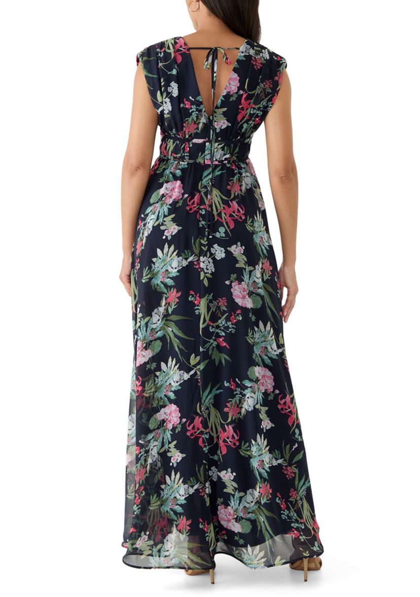 women's london times floral print sleeveless v-neck flowy maxi dress London Times Women's V-Neck Sleeveless MAXI, 6