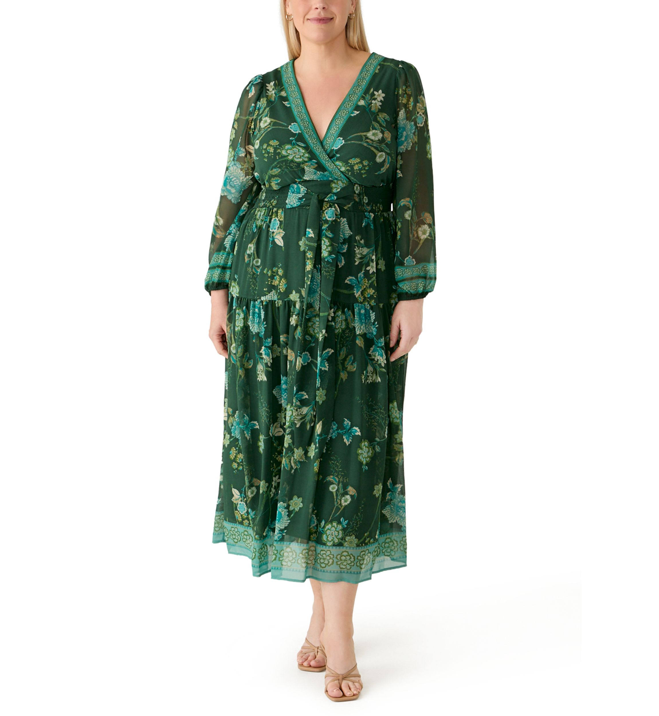 maison tara green dress Plus Dresswear Polka dot