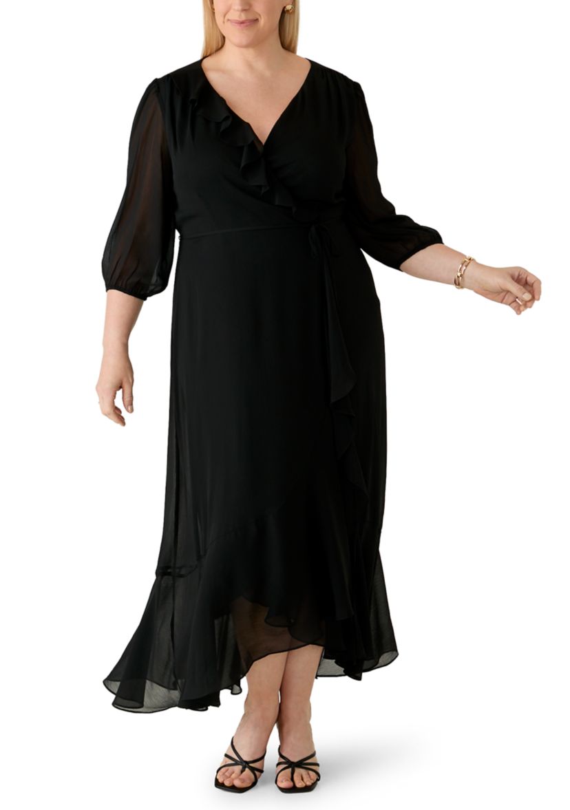 chiffon layered dress plus size Maison Tara 3/4 Sleeve A-Line Maxi Formal dress Color:#2-Byzantium LowStock:43441571528755 Short Damas Dresses Royal making it an ideal