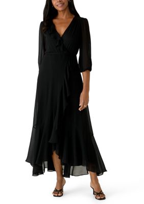 belk black and white dresses Maison Tara Women's 3/4 Sleeve Chiffon A-Line Dress this dress features a