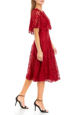 Women's Short Sleeve Flocked Velvet Dot Lace Capelet