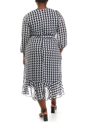 Women's Houndstooth Chiffon Wrap Dress