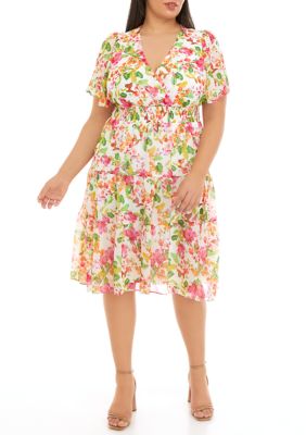 Danny & nicole short sleeve lace floral fit & flare dress best sale