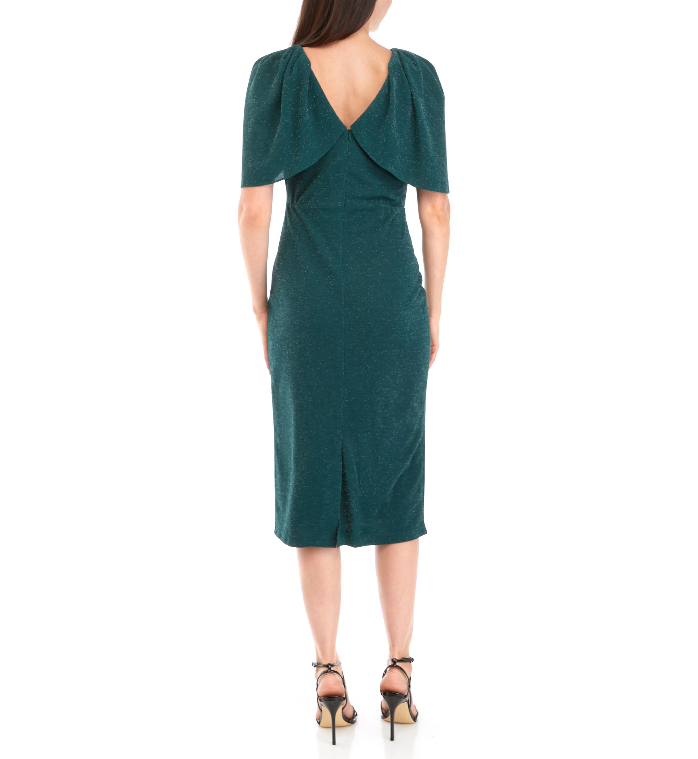 Womens Cape Sleeve Glitter Knit Dress