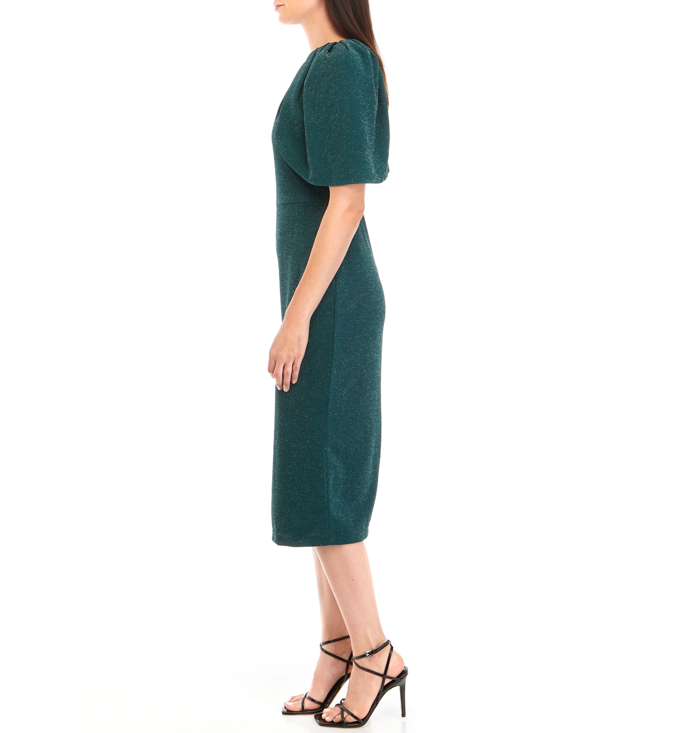 Womens Cape Sleeve Glitter Knit Dress