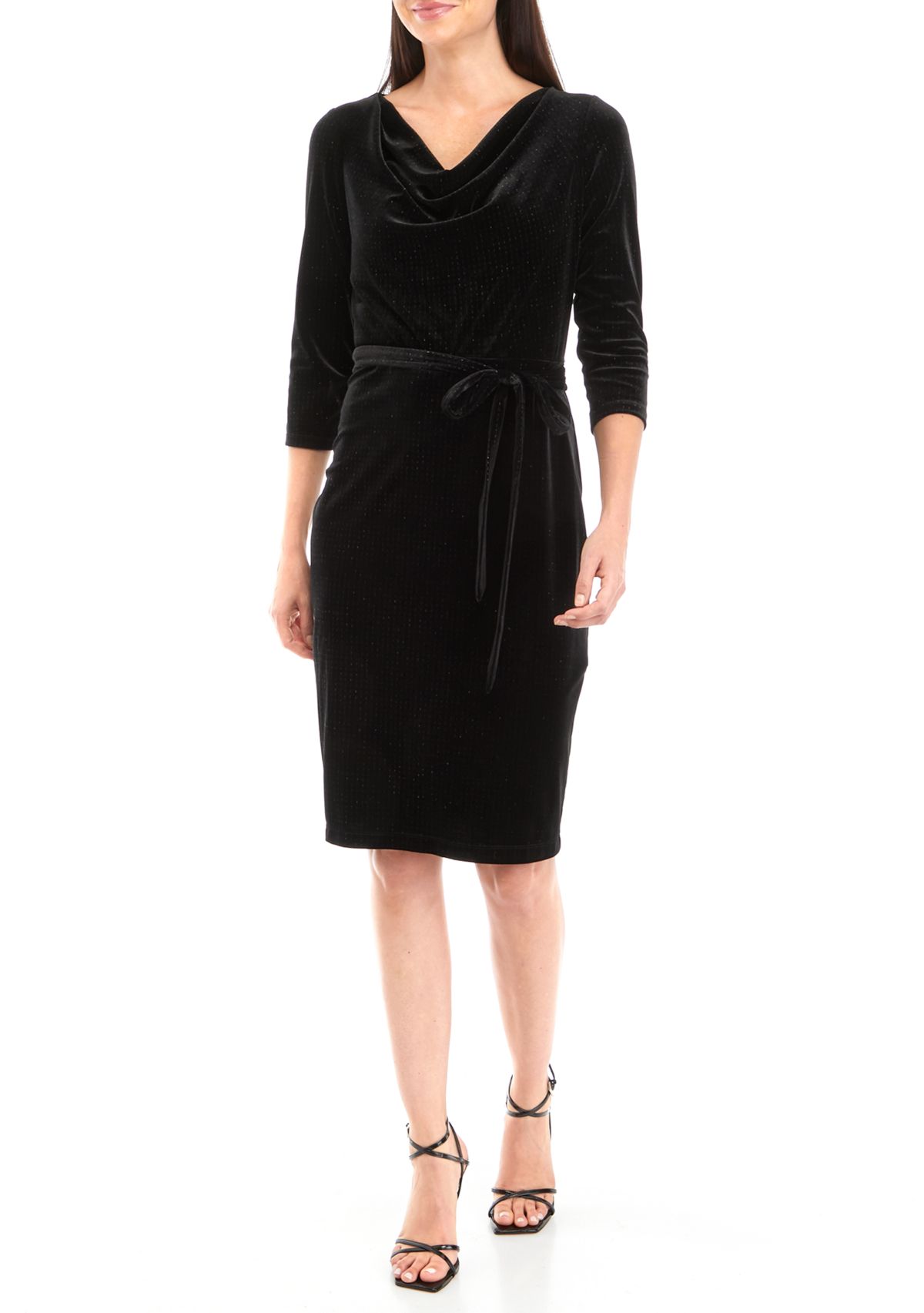 Womens Cowl Neck Velvet Dress
