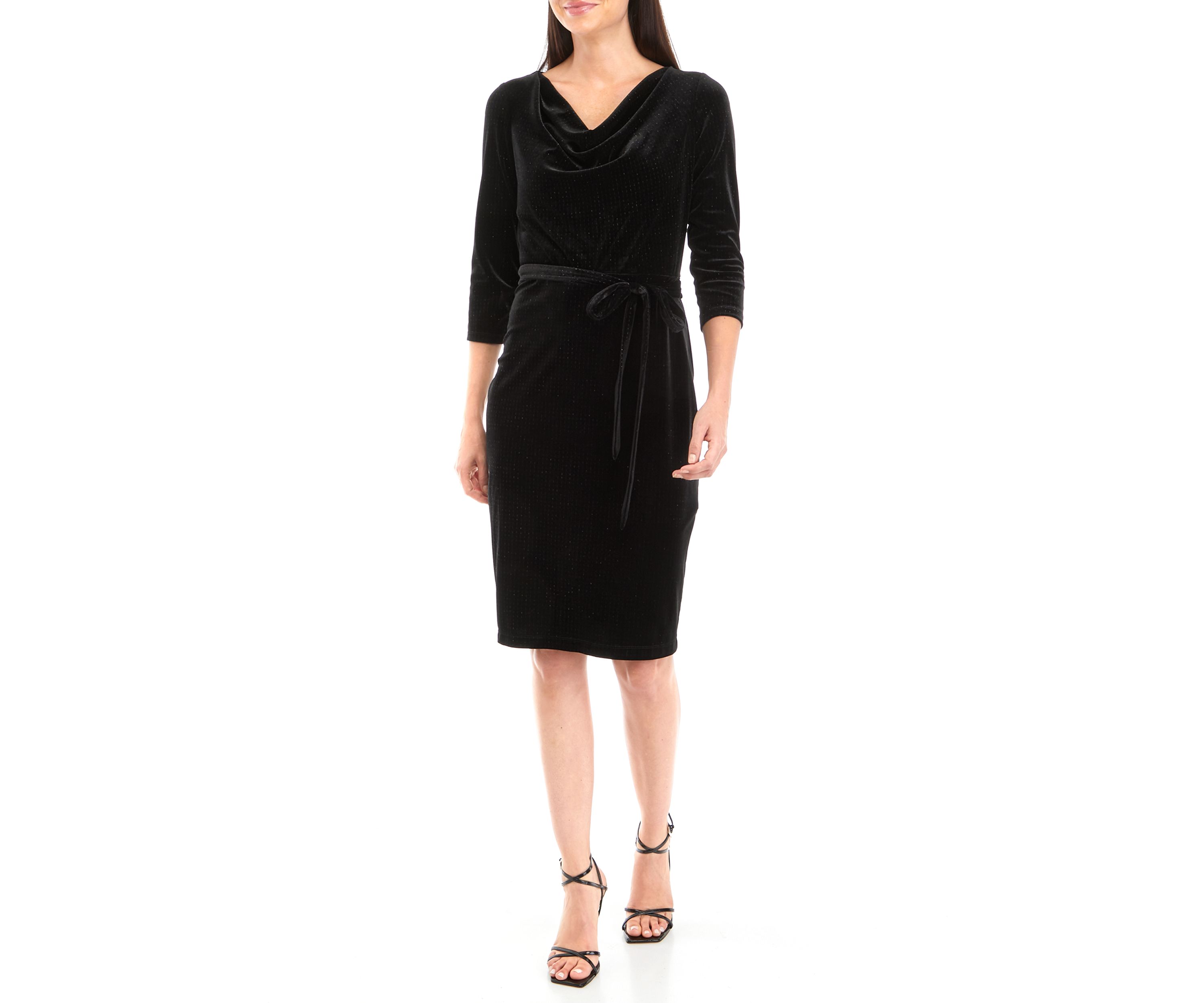 Womens Cowl Neck Velvet Dress