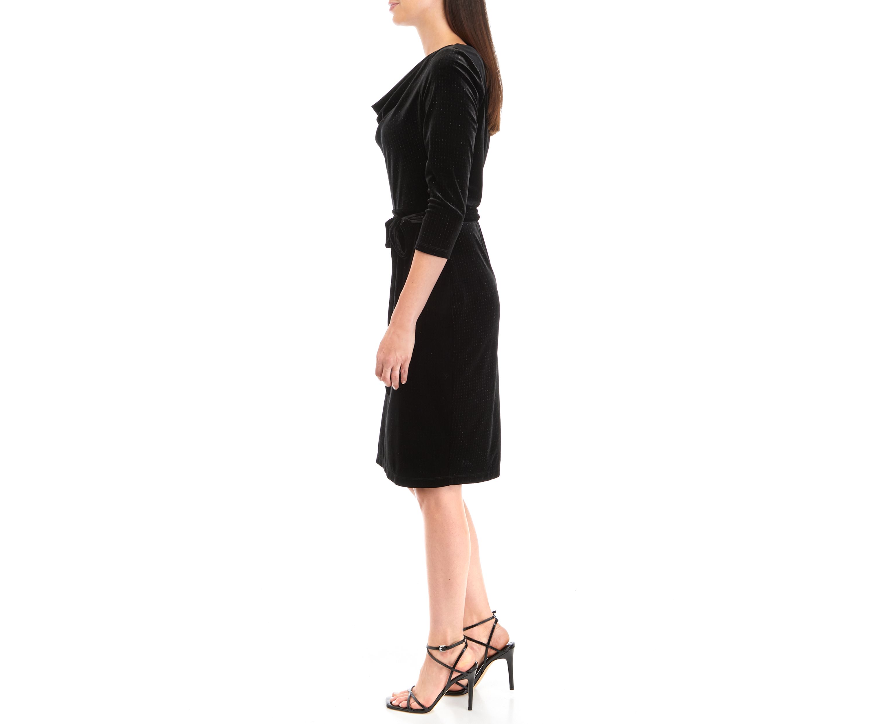 Womens Cowl Neck Velvet Dress