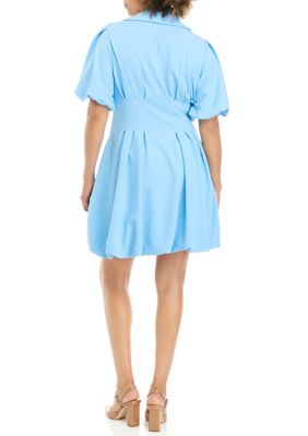 Women's Inverted Pleated Solid Crepe Fit and Flare Shirtdress