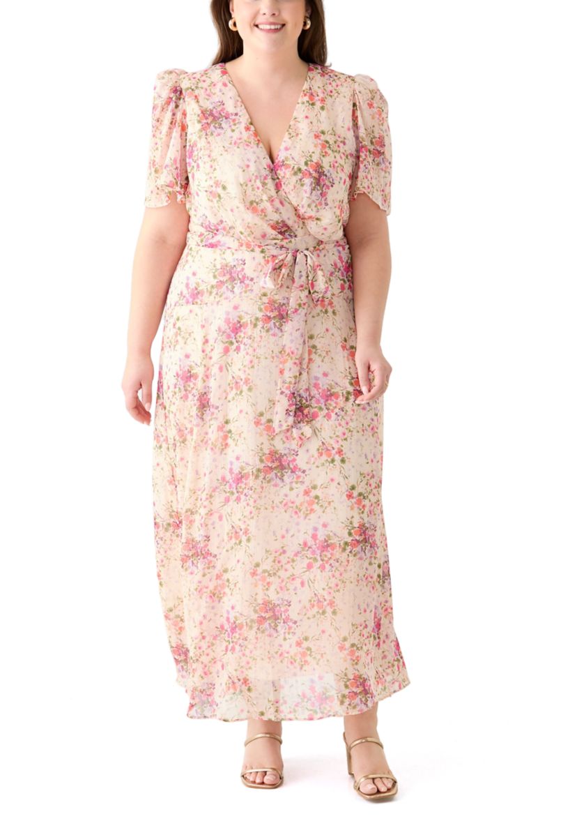 Plus Size Flutter Sleeve Maxi Dress