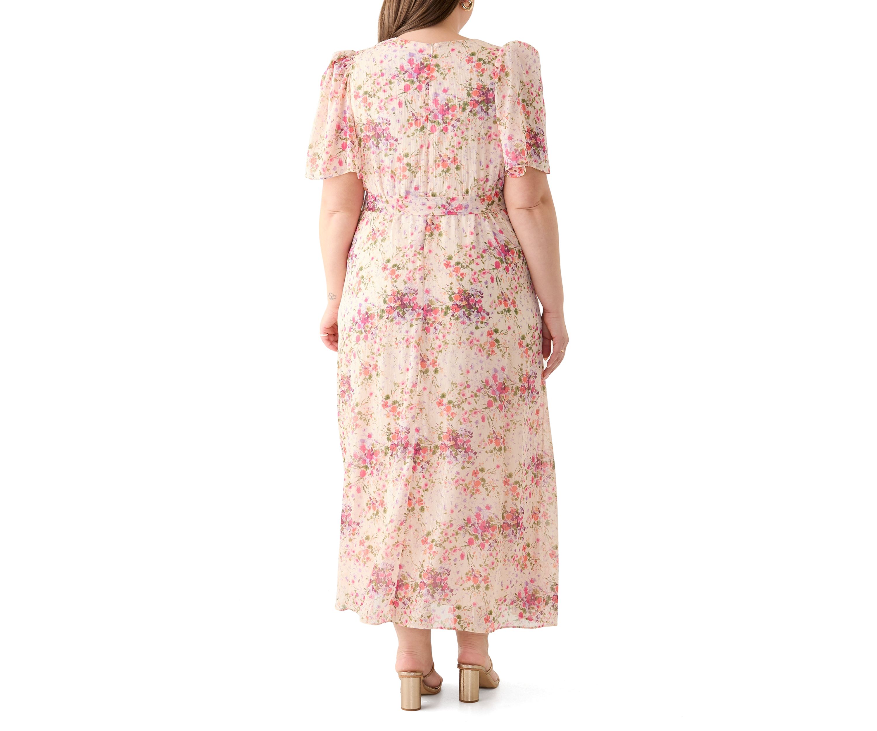 Plus Size Flutter Sleeve Maxi Dress
