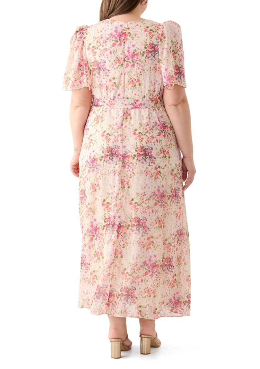 Plus Size Flutter Sleeve Maxi Dress