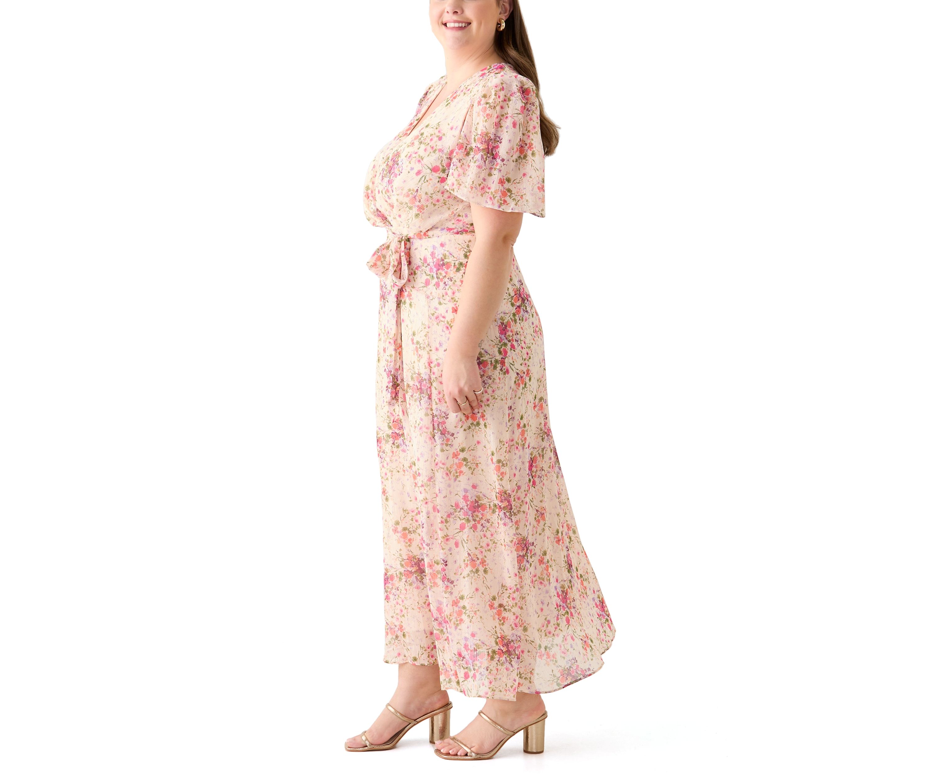 Plus Size Flutter Sleeve Maxi Dress