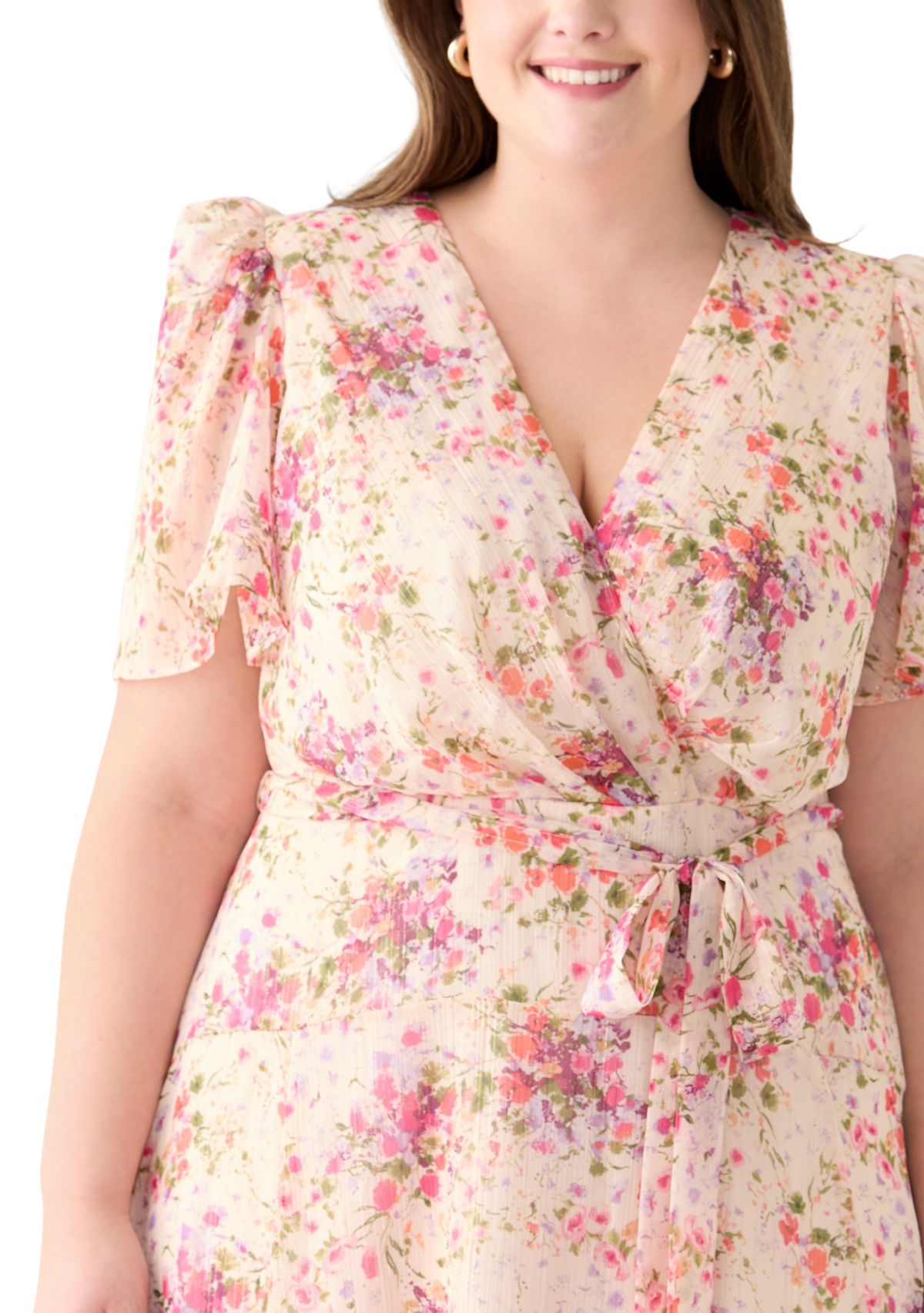 Plus Size Flutter Sleeve Maxi Dress